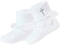 Baptism Socks for Baby Newborn White Turn Cuff Cross Socks, Toddler Ruffle Sock by hakugoo