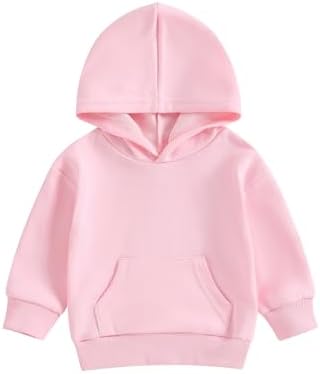 Toddler Baby Boy Girl Hoodies Solid Color Long Sleeve Kangaroo Pocket Hooded by Unknown