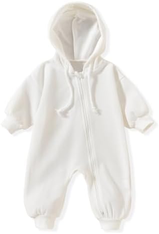 Unutiylo Unisex Baby Boys Girls Long Sleeve Infant Baby Zipper Hooded Jumpsuits by Unutiylo