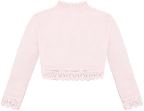 Lilax Little Girls' Knit Long Sleeve Button Closure Bolero Cardigan Shrug - Image 4