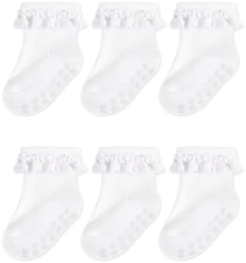 Baby Girl Ruffle Socks Toddler Non Slip Socks by WRYGRTA