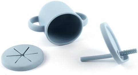Silicone Baby Feeding Set | BPA-FREE |9 PCS Baby Led Weaning Supplies Self Feeding Utensils | Divided Suction Plate Bowl Bib Training Sippy Cup Spoon Fork (Blue)