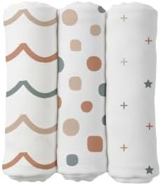 Cotton Baby Swaddle Blanket 28"x28" – Soft Breathable Newborn Receiving Blanket by LITOLinenandTowel