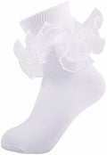 Girls Ruffle Socks Double Lace Turn Cuff Frilly Church Dress Socks by MKYSZLTSOCKS-EnjoyComfort