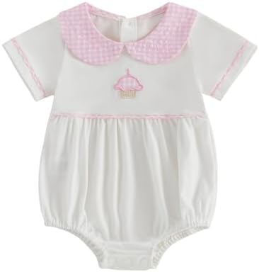 Baby Boy Girl Bubble Romper Short Sleeve Collar Summer Bodysuit by Merqwadd