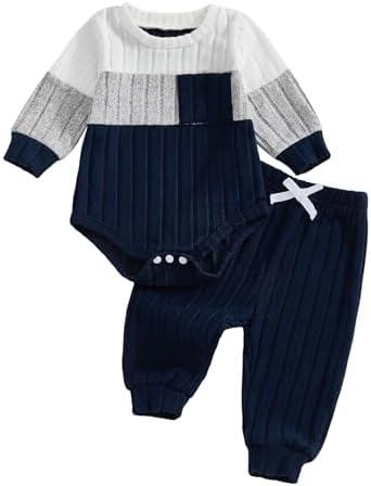 Giraropa Newborn Baby Boy Clothes Rib Knit Romper Jumpsuit Solid Sweater by Giraropa