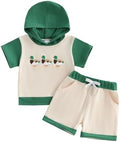 Toddler Baby Boy Hooded Dinosaur Summer Outfit Funny T-Shirt Shorts Set by LIOMENGZI