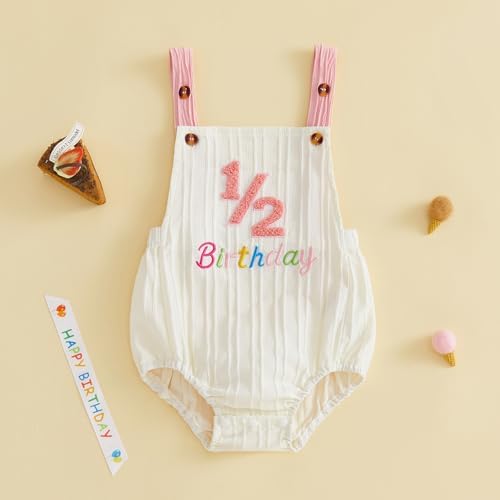 Honganda Baby Boy 1/2 Birthday Outfit Half Way to One Cake Smash Romper - Image 4