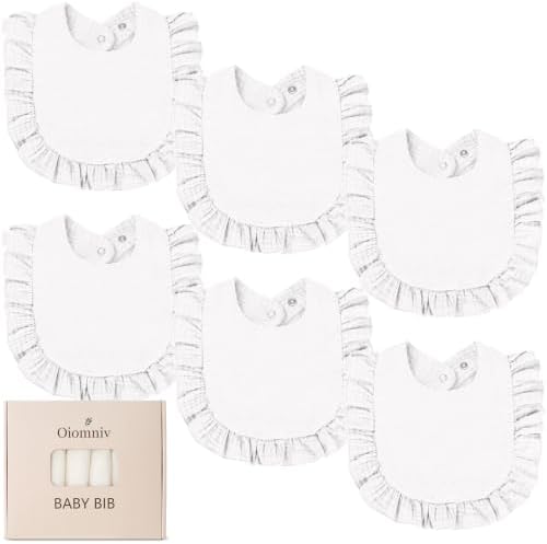 Oiomniv Muslin Baby Bibs, 100% Cotton Bandana Drool Bibs Soft Cotton Adjustable by Oiomniv