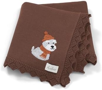 Avibae Cotton Knit Baby Blanket, Soft Cotton Newborn Receiving Swaddling | - Image 2