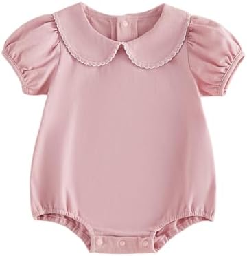 Baby Boy Girl Bubble Romper Short Sleeve Collar Summer Bodysuit by Merqwadd