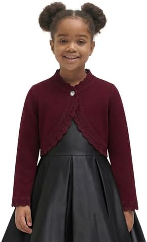 Lilax Little Girls' Knit Long Sleeve Button Closure Bolero Cardigan Shrug - Image 3