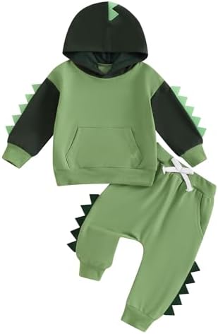 Infant Baby Boy Fall Winter Clothes Outfit Hooded Long Sweatshirt Pant Set by LIOMENGZI