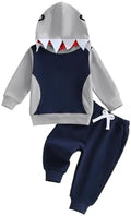 Infant Baby Boy Fall Winter Clothes Outfit Hooded Long Sweatshirt Pant Set by LIOMENGZI