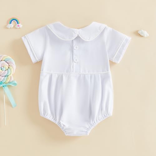Newborn Baby Boy Girl Clothes Short Sleeve Solid Bubble Romper Doll Collar - Image 5