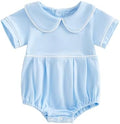 Newborn Baby Boy Girl Clothes Short Sleeve Solid Bubble Romper Doll Collar by MOLZULAMS