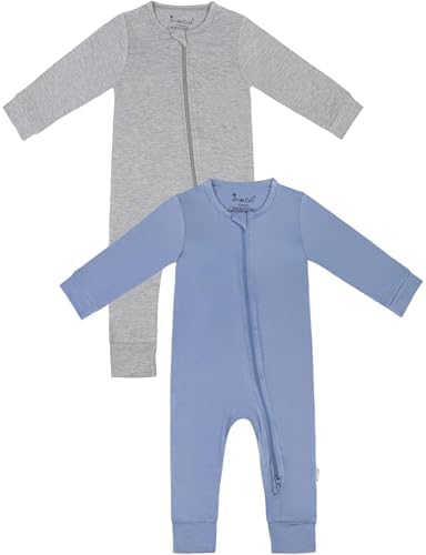 Jimonda Baby Romper Boys Girls Bamboo Pajamas 2-Way Zipper Footless Unisex Long by JimondaBaby