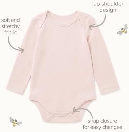 Burt's Bees Baby Unisex Bodysuits, Short Sleeve Organic Sleepwear - Image 6