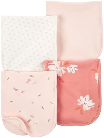 Carter's Baby Girls 4 Pack Cotton Burp Cloths - Image 2