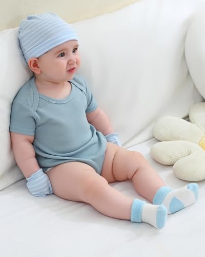 Baby Hats Mittens and Socks Set Soft Cotton Newborn Hat Glove - Image 5