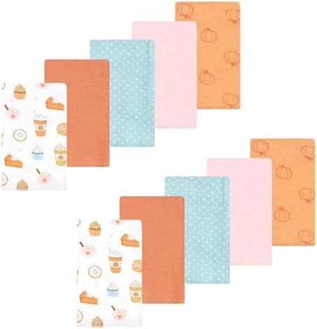 Luvable Friends Hudson Baby Flannel Burp Cloths 10pk, Harvest Pumpkin Spice by Luvable+Friends