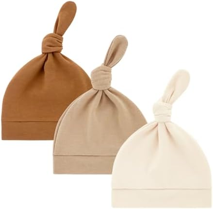 LAWKUL Cotton Baby Newborn Hats Set, 3 Pack, 0-6 Months by LAWKUL