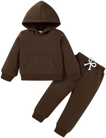 YOUNGER TREE Baby Clothes for Girls Boy Solid Color Hoodie and Sweatpants by YOUNGERTREE