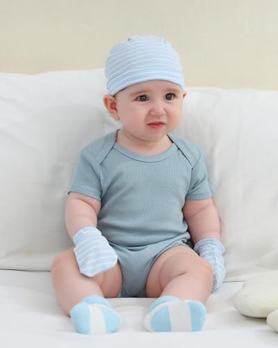 Baby Hats Mittens and Socks Set Soft Cotton Newborn Hat Glove - Image 4