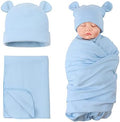 PESAAT Cotton Baby Swaddle Hat Set Newborn Infant Hats Receiving Blankets by Pesaat