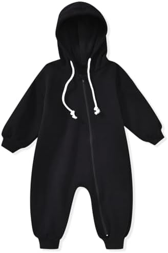 Unutiylo Unisex Baby Boys Girls Long Sleeve Infant Baby Zipper Hooded Jumpsuits by Unutiylo