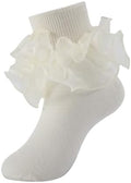 Girls Ruffle Socks Double Lace Turn Cuff Frilly Church Dress Socks by MKYSZLTSOCKS-EnjoyComfort