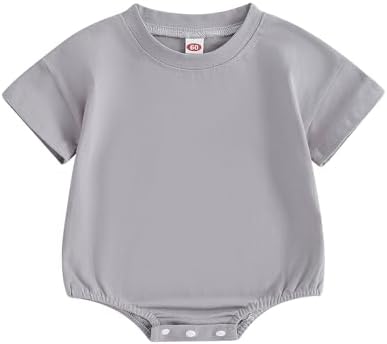 Baby Boy Girl Bubble Romper Infant Plain Oversize T-shirt Bodysuit by Merqwadd