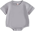 Baby Boy Girl Bubble Romper Infant Plain Oversize T-shirt Bodysuit by Merqwadd
