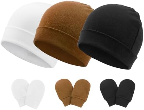 Newborn Baby Hats and Mittens Set Infant Beanie Cap Toddler Gloves Newborn by AQOKKA