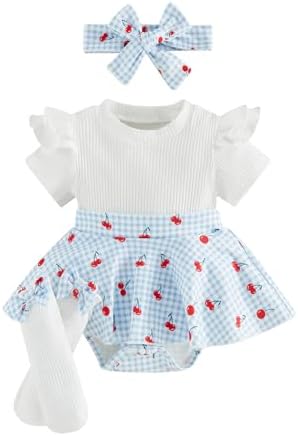 Giraropa Newborn Baby Girl Clothes Smocked Bubble Romper Dress + Socks + by Giraropa