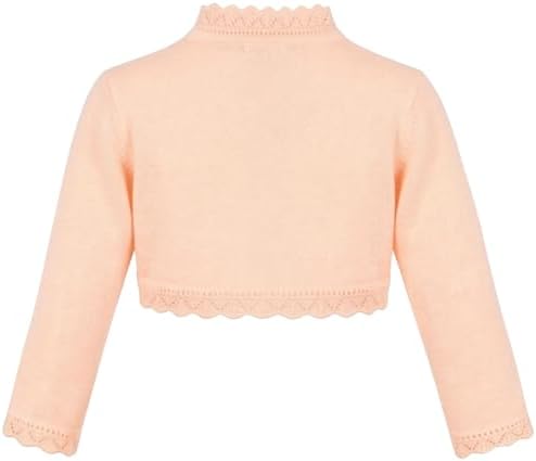 Lilax Little Girls' Knit Long Sleeve Button Closure Bolero Cardigan Shrug - Image 2