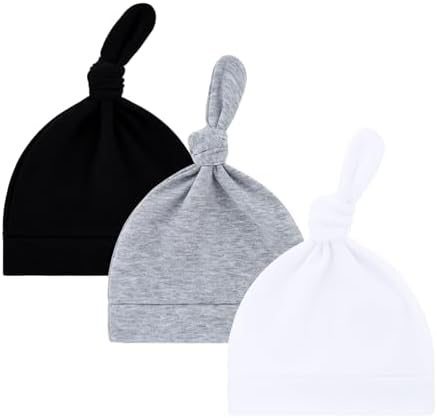 LAWKUL Cotton Baby Newborn Hats Set, 3 Pack, 0-6 Months by LAWKUL