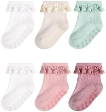 Baby Girl Ruffle Socks Toddler Non Slip Socks by WRYGRTA