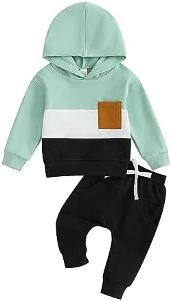 Infant Baby Boy Fall Winter Clothes Outfit Hooded Long Sweatshirt Pant Set by LIOMENGZI