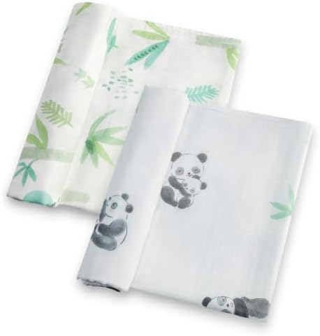 Baby Swaddle Blankets, Bamboo Muslin Receiving Blanket | 2-Pack, Lightweight & by IBESTOPIA
