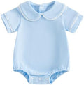 Newborn Baby Boy Girl Clothes Short Sleeve Solid Bubble Romper Doll Collar by MOLZULAMS