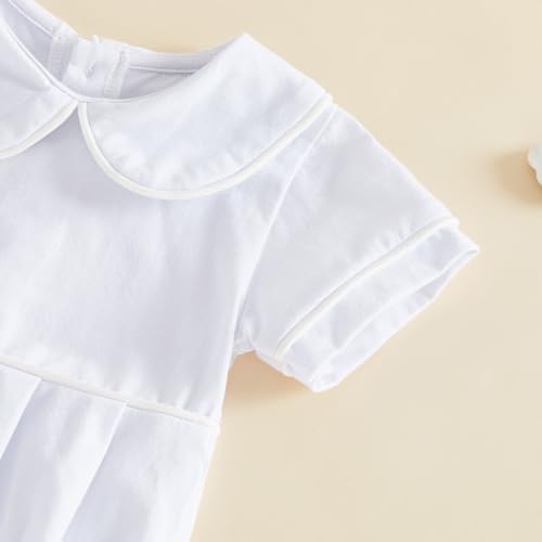 Newborn Baby Boy Girl Clothes Short Sleeve Solid Bubble Romper Doll Collar - Image 6