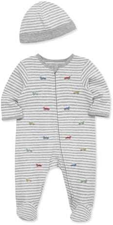 Little Me Baby Boy Clothes 2-Piece Baby Sleeper and Cap Set, 100% Cotton - Image 3