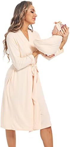 Maternity Robe with Matching Swaddle Blanket Set, Maternity Barhrobe Delivery - Image 4