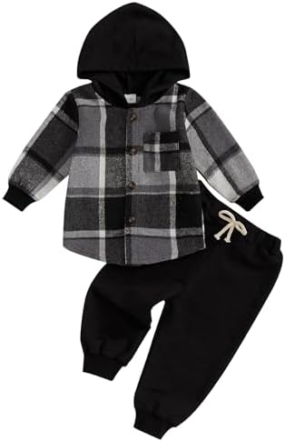 Infant Baby Boy Fall Winter Clothes Outfit Hooded Long Sweatshirt Pant Set by LIOMENGZI