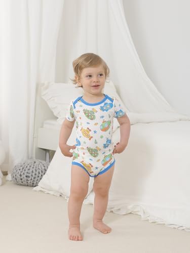 Kids Rayon of Bamboo Pajamas Set Short Sleeve Button Shorts Ages 0-24 - Image 4