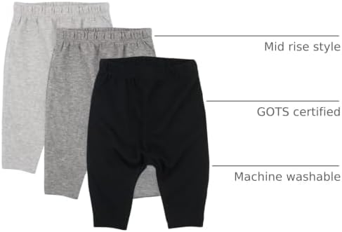 HonestBaby Unisex-Baby Multipack Harem Pants Roomy Fit Pull on Bottoms 100% - Image 4