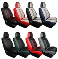 FREESOO Front Seats 2PCS Leather Car Seat Covers, Ultra Breathable Waterproof Seat Covers for Cars Trucks SUV, Carseat Protector Car Seat Cover Fit for Most Vehicles, Black Red