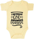 listery I'M Proof That God Answers Prayers Baby Bodysuit Baby Religious Infant by listery