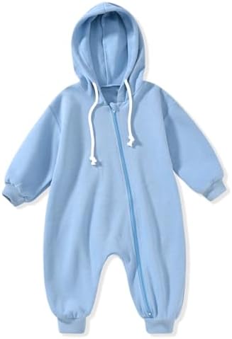 Unutiylo Unisex Baby Boys Girls Long Sleeve Infant Baby Zipper Hooded Jumpsuits by Unutiylo